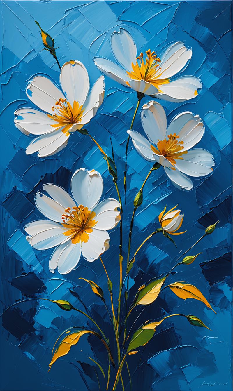 04937-600969136-flowers, blue background, oil painting, rough stroke, line graphic, geomatric, generate an image with the rich texture and thick.png